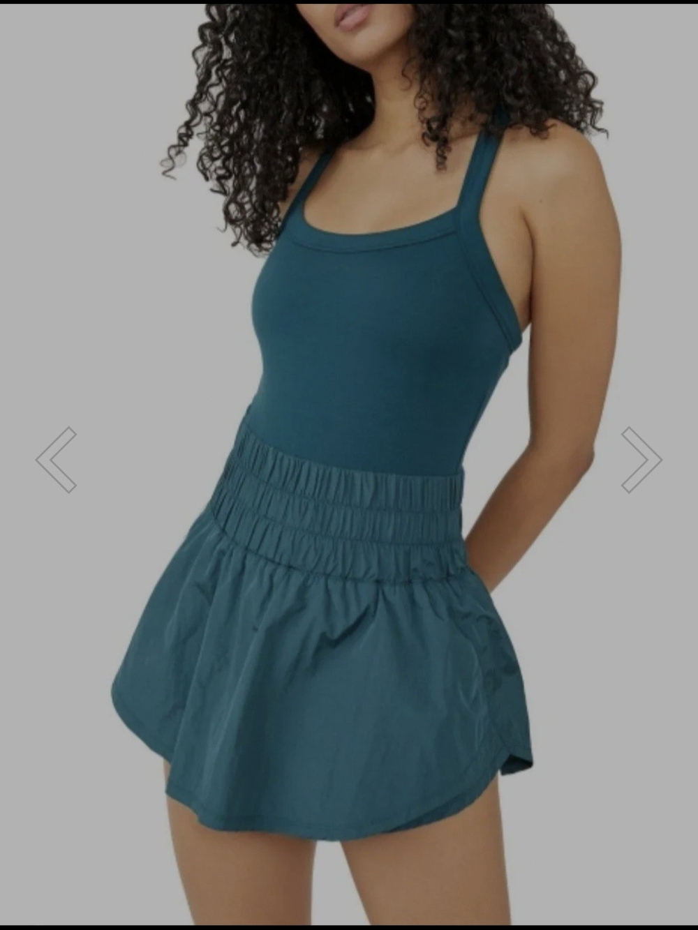 Free PEOPLE Teal Tank Dress with Smocked Waist